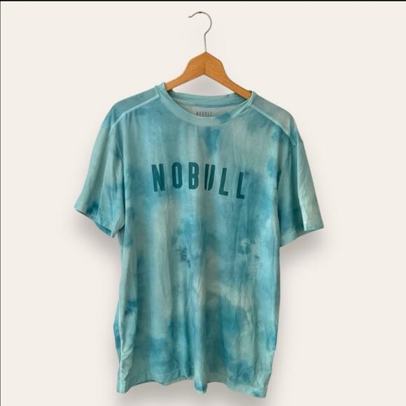 NOBULL Tie Dye Blue Teal Multicolor Logo Short Sleeve Tee Extra Large Men’s - Picture 4 of 4